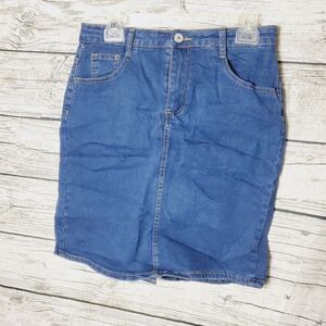 Chou Yatou Denim Mini Skirt SZ MEDIUM Faded Wash Light NWT